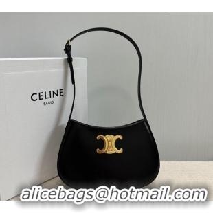 Luxury Cheap Celine Medium Tilly Bag in Shiny Calfskin 115702 Black 2024