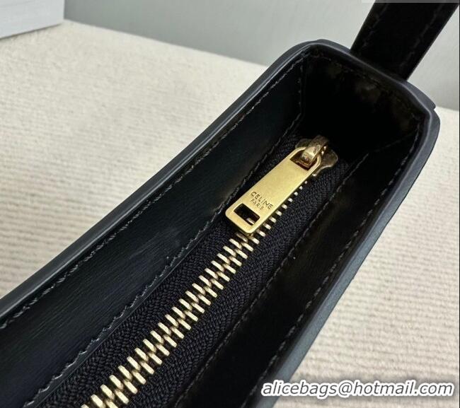 Luxury Cheap Celine Medium Tilly Bag in Shiny Calfskin 115702 Black 2024