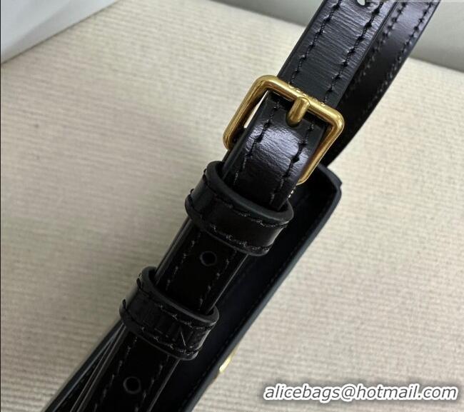 Luxury Cheap Celine Medium Tilly Bag in Shiny Calfskin 115702 Black 2024