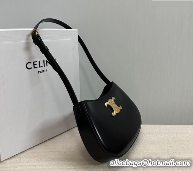 Luxury Cheap Celine Medium Tilly Bag in Shiny Calfskin 115702 Black 2024