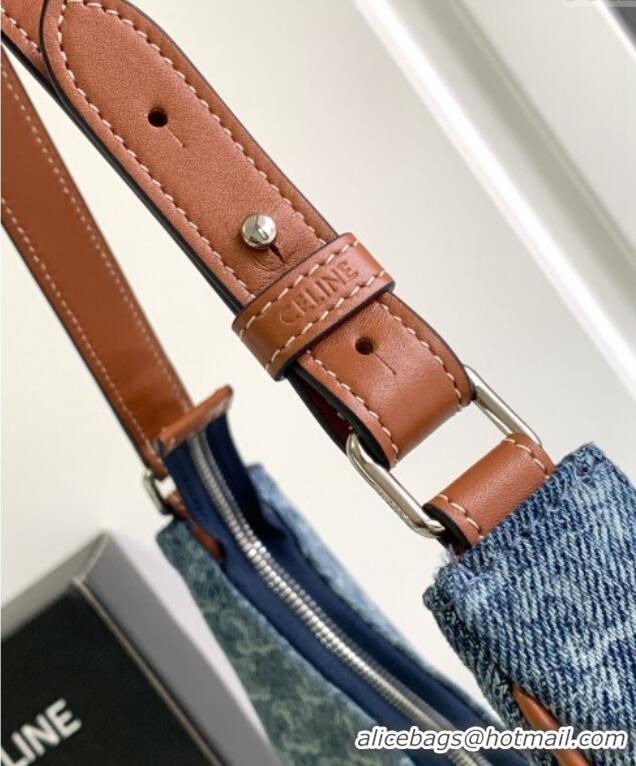 Buy Classic Celine Ava Hobo bag in Triomphe Denim 193952 Blue 2024