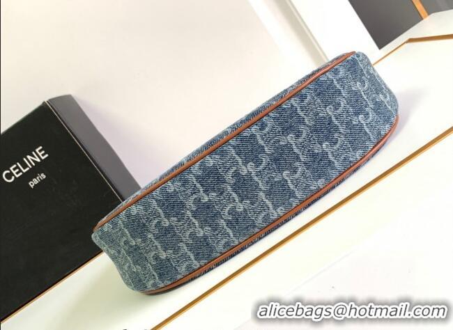 Buy Classic Celine Ava Hobo bag in Triomphe Denim 193952 Blue 2024