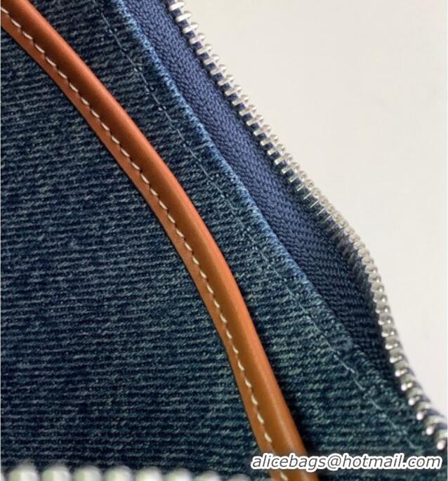 Buy Classic Celine Ava Hobo bag in Triomphe Denim 193952 Blue 2024