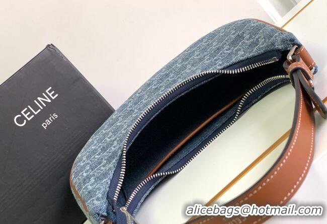 Buy Classic Celine Ava Hobo bag in Triomphe Denim 193952 Blue 2024