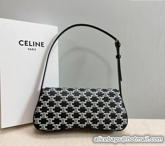 Best Price Celine Medium Lola Shoulder bag in Triomphe Canvas 115532 Black 2024