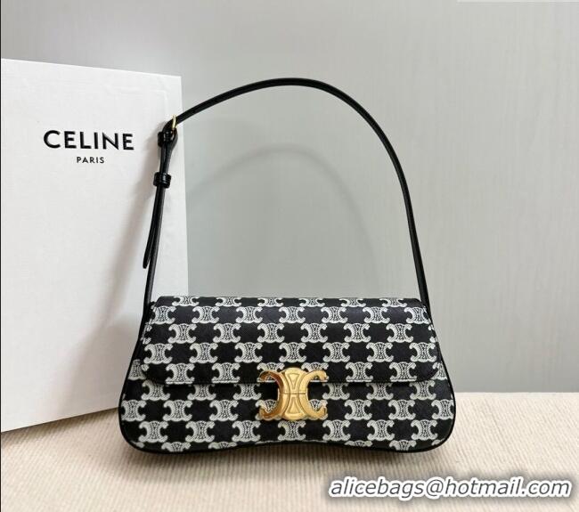 Best Price Celine Medium Lola Shoulder bag in Triomphe Canvas 115532 Black 2024