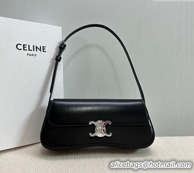 Best Quality Celine Medium Lola Shoulder bag in Shiny Calfskin 115533 Black 2024