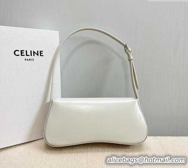 Unique Discount Celine Medium Lola Shoulder bag in Shiny Calfskin 115533 White 2024