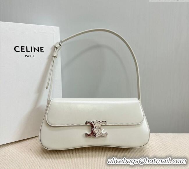 Unique Discount Celine Medium Lola Shoulder bag in Shiny Calfskin 115533 White 2024