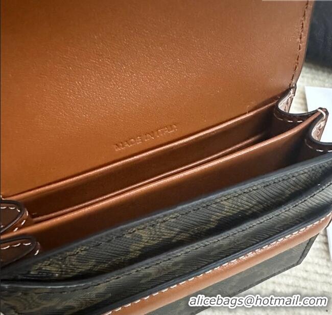 Best Price Celine Business Card Holder in Triomphe Canvas and Lambskin 10E242 Tan Brown 2024