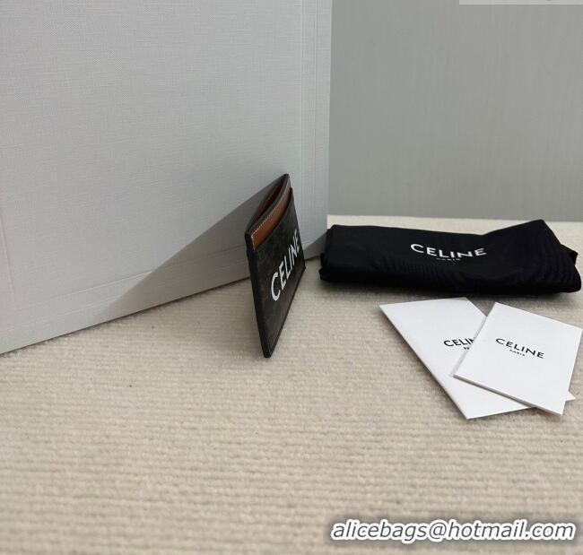 Buy New Cheap Celine Card Holder in Triomphe Canvas with CELINE Print 10B702 Tan Brown 2024