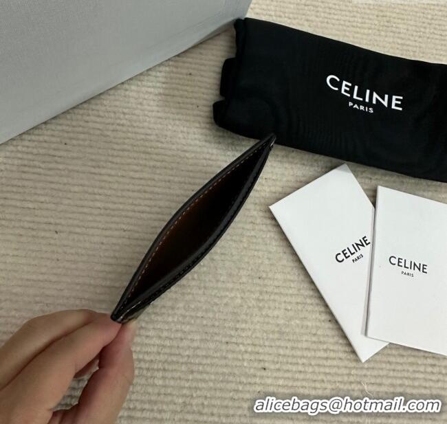 Buy New Cheap Celine Card Holder in Triomphe Canvas with CELINE Print 10B702 Tan Brown 2024