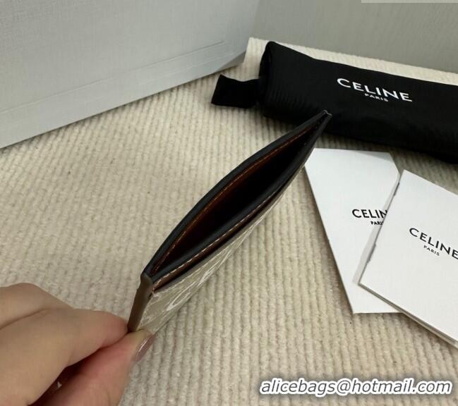 Market Sells Celine Card Holder in Triomphe Canvas with CELINE Print 10B702 Beige Grey 2024