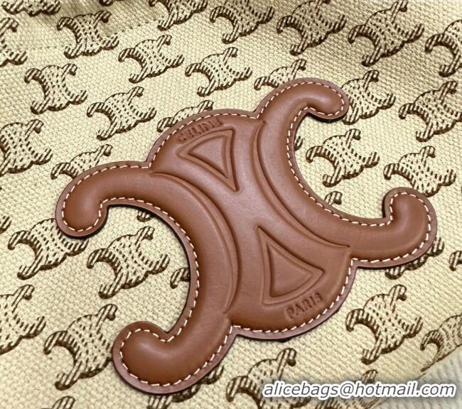 Buy Bulk Celine Small Cabas Drawstring Cuir Tote Bag in Triomphe Canvas 111013 Beige 2024