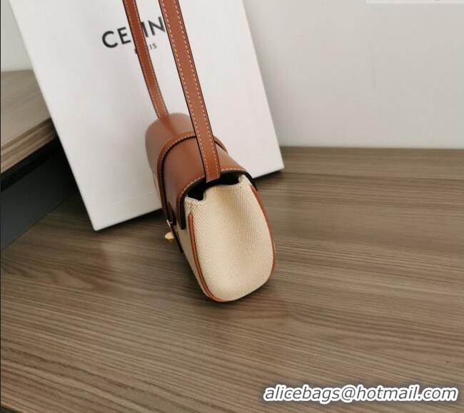 Cheapest Celine Mini Soft 16 Bag in Canvas and Calfskin 100352 Beige 2024