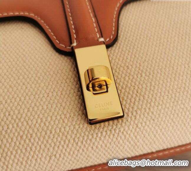 Cheapest Celine Mini Soft 16 Bag in Canvas and Calfskin 100352 Beige 2024