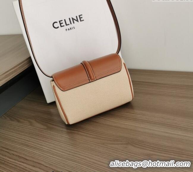 Cheapest Celine Mini Soft 16 Bag in Canvas and Calfskin 100352 Beige 2024
