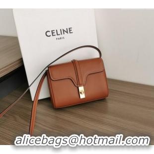 Best Product Celine Mini Soft 16 Bag in Calfskin 100352 Brown 2024