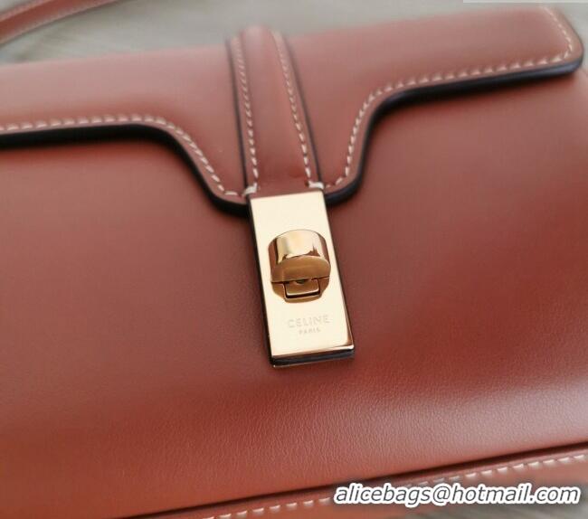 Best Product Celine Mini Soft 16 Bag in Calfskin 100352 Brown 2024
