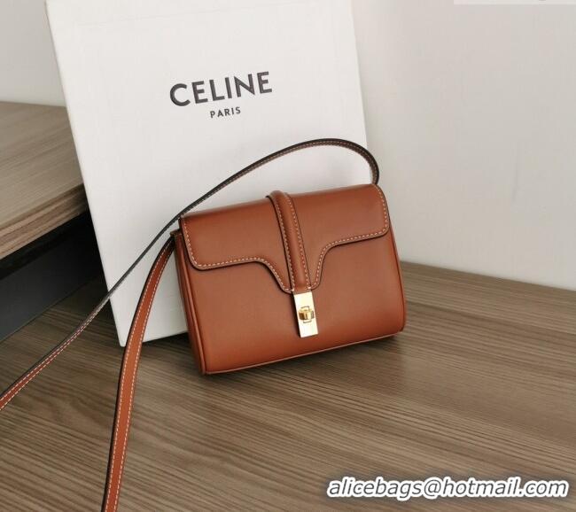 Best Product Celine Mini Soft 16 Bag in Calfskin 100352 Brown 2024