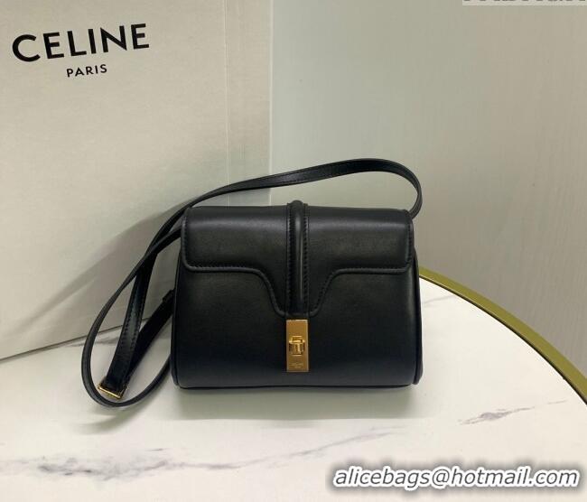 Good Looking Celine Mini Soft 16 Bag in Calfskin 100352 Black 2024
