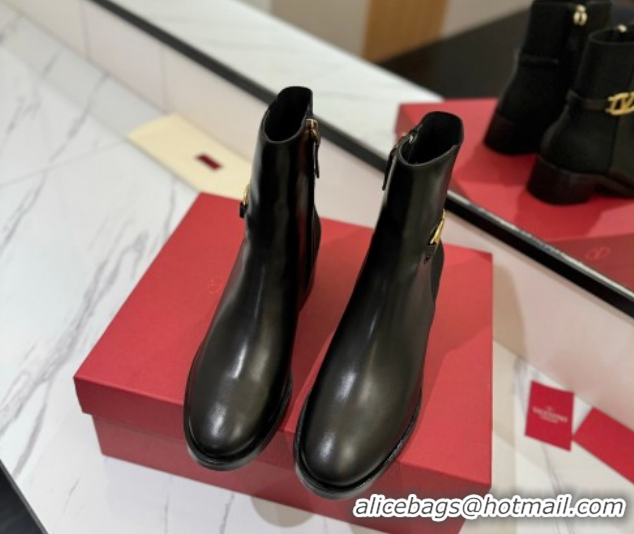 Best Product Valentino VLogo Heel Ankle Boots 5.5cm in Calfskin and Canvas Black VLTN121605 1216034