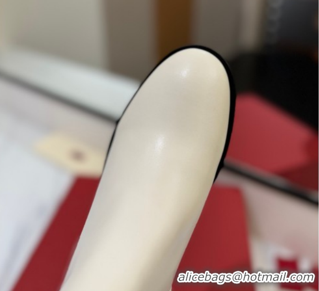 Good Quality Valentino VLogo Heel High Boots 5.5cm in Calfskin Leather White VLTN121605 1216036