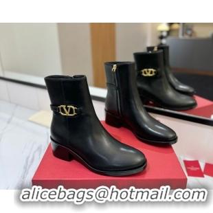 Best Grade Valentino VLogo Heel High Boots 5.5cm in Calfskin Leather Black VLTN121605 1216038