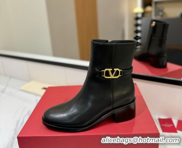 Best Grade Valentino VLogo Heel High Boots 5.5cm in Calfskin Leather Black VLTN121605 1216038