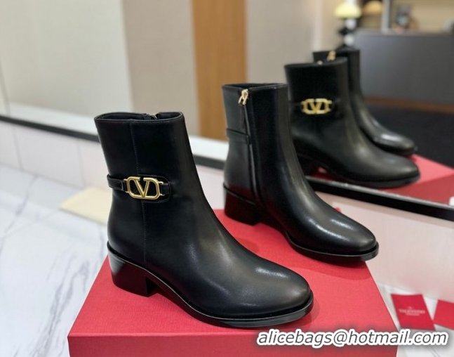 Best Grade Valentino VLogo Heel High Boots 5.5cm in Calfskin Leather Black VLTN121605 1216038