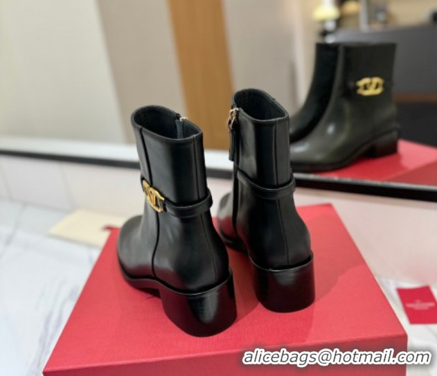 Best Grade Valentino VLogo Heel High Boots 5.5cm in Calfskin Leather Black VLTN121605 1216038