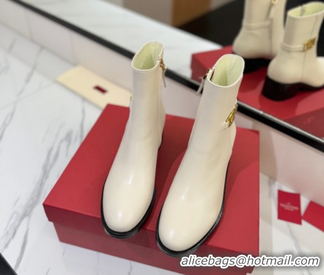 Classic Hot Valentino VLogo Heel High Boots 5.5cm in Calfskin Leather White VLTN121605 1216039