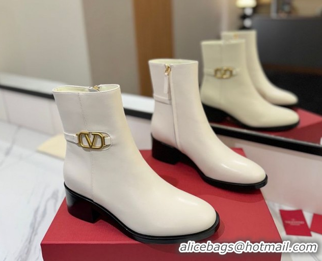 Classic Hot Valentino VLogo Heel High Boots 5.5cm in Calfskin Leather White VLTN121605 1216039