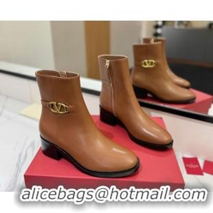 Pretty Style Valentino VLogo Heel High Boots 5.5cm in Calfskin Leather Brown VLTN121605 51216040