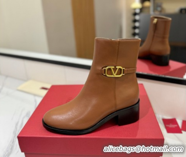 Pretty Style Valentino VLogo Heel High Boots 5.5cm in Calfskin Leather Brown VLTN121605 51216040