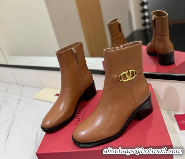 Pretty Style Valentino VLogo Heel High Boots 5.5cm in Calfskin Leather Brown VLTN121605 51216040