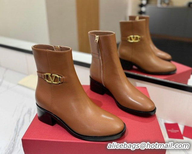 Pretty Style Valentino VLogo Heel High Boots 5.5cm in Calfskin Leather Brown VLTN121605 51216040