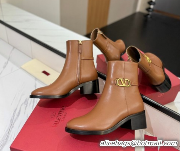 Pretty Style Valentino VLogo Heel High Boots 5.5cm in Calfskin Leather Brown VLTN121605 51216040