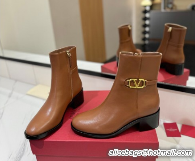 Pretty Style Valentino VLogo Heel High Boots 5.5cm in Calfskin Leather Brown VLTN121605 51216040