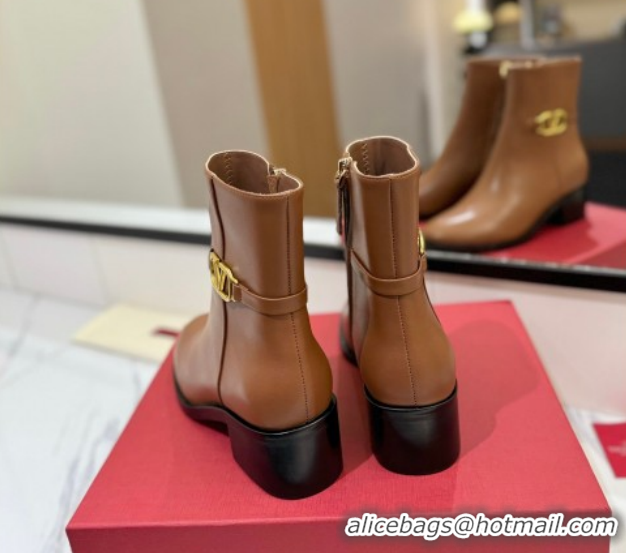 Pretty Style Valentino VLogo Heel High Boots 5.5cm in Calfskin Leather Brown VLTN121605 51216040