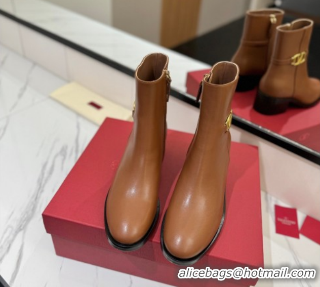 Pretty Style Valentino VLogo Heel High Boots 5.5cm in Calfskin Leather Brown VLTN121605 51216040