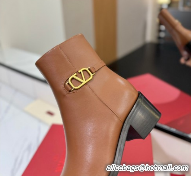Pretty Style Valentino VLogo Heel High Boots 5.5cm in Calfskin Leather Brown VLTN121605 51216040