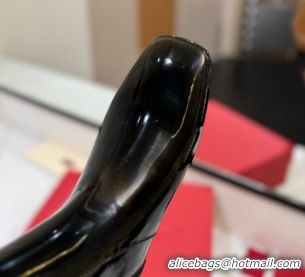 Perfect Valentino VLogo Type Heel Ankle Boots 3cm in Patent Leather Black VLTN121606 1216041