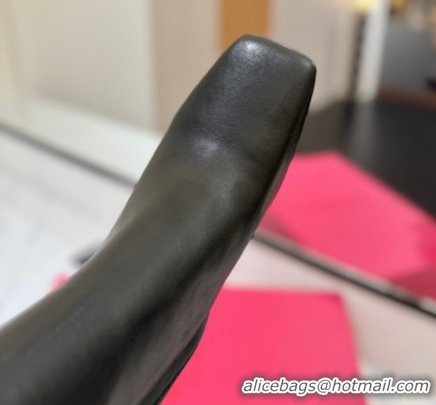 Top Design Valentino The Bold Edition VLogo Heel High Boots 9cm in Calfskin Leather Black VLTN121607 1216055
