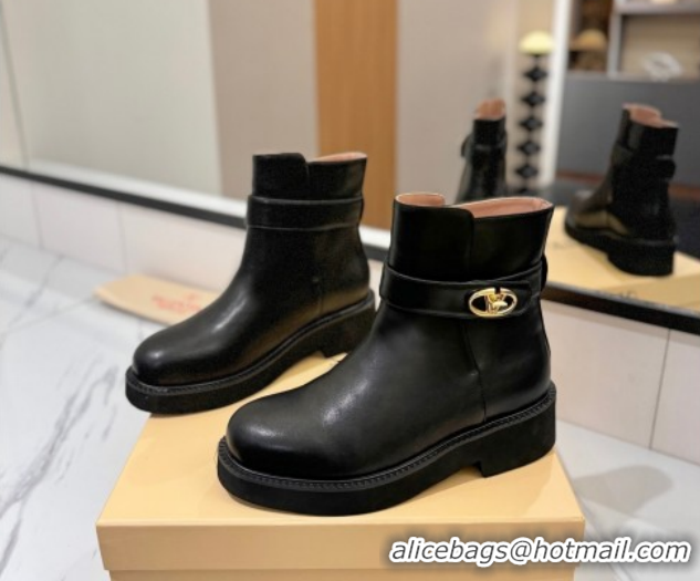 Durable Valentino VLogo Locker Heel Ankle Boots 4cm in Calfskin Leather Black VLTN121608 1216058