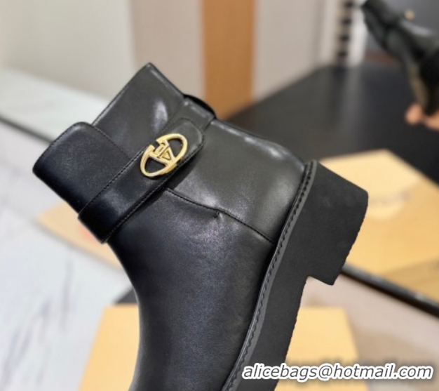 Durable Valentino VLogo Locker Heel Ankle Boots 4cm in Calfskin Leather Black VLTN121608 1216058