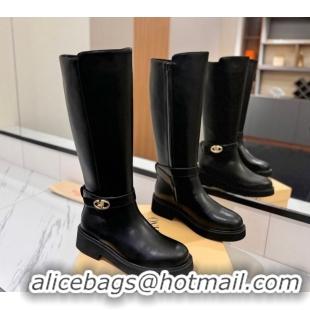Big Discount Valentino VLogo Locker Heel High Boots 4cm in Calfskin Leather Black VLTN121608 51216059