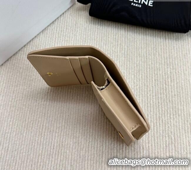 Cheapest Celine Triomphe Compact Wallet in Shiny Calfskin 10K623 Beige 2024