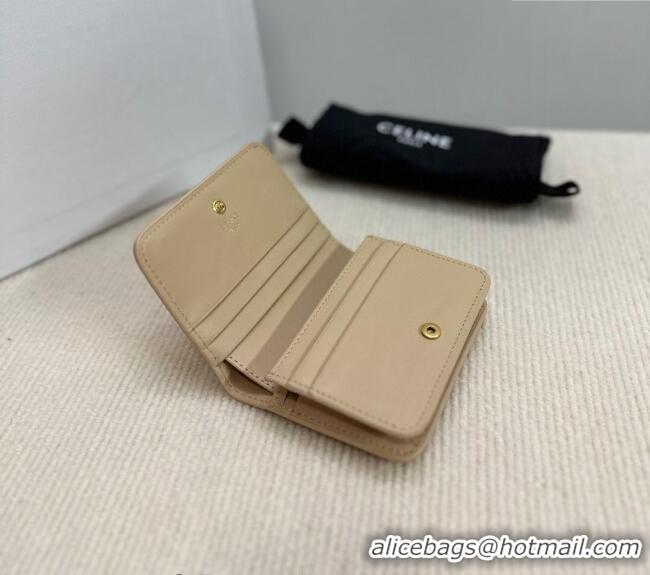 Cheapest Celine Triomphe Compact Wallet in Shiny Calfskin 10K623 Beige 2024