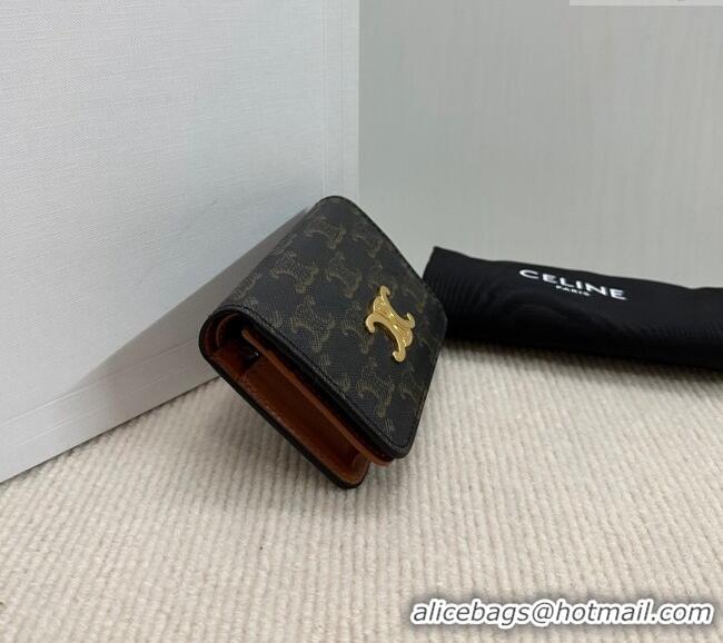 Spot Bulk Celine Triomphe Canvas Compact Wallet 10K622 Brown 2024